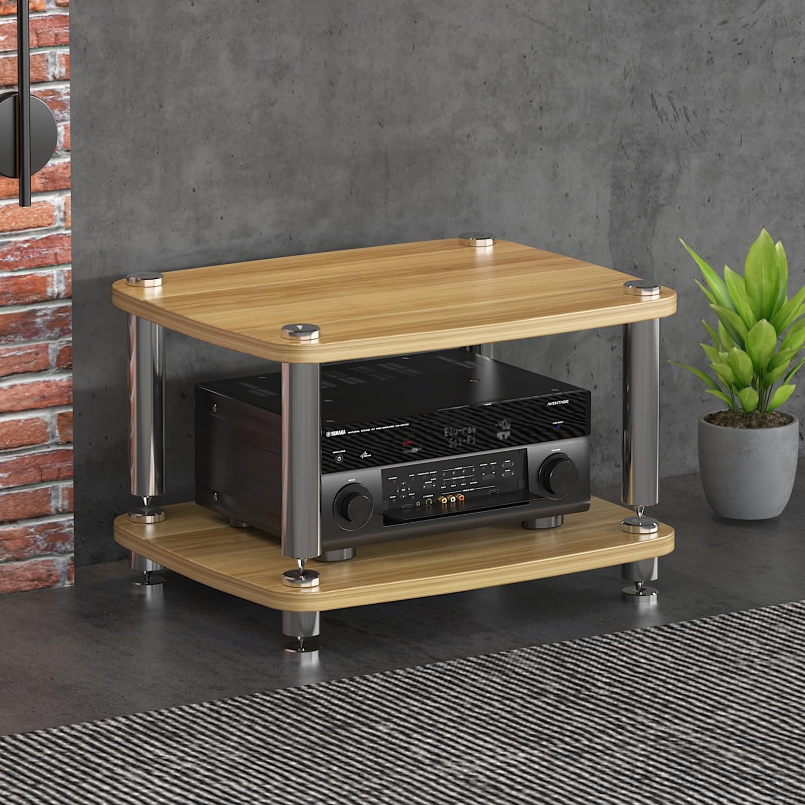 Nowoczesny stojak na telewizor HiFi AV, narożna półka do gier, mała konsola rozrywkowa, brązowa szafka do przechowywania, wys. 38 cm, do kina domowego i salonu