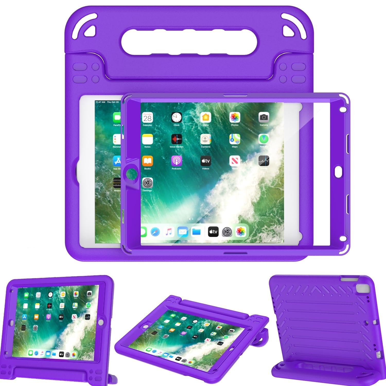 AVAWO Case for iPad with Adjustable Handles (Purple, for iPad 6th/5th Gen 9.7" 2018/2017)
