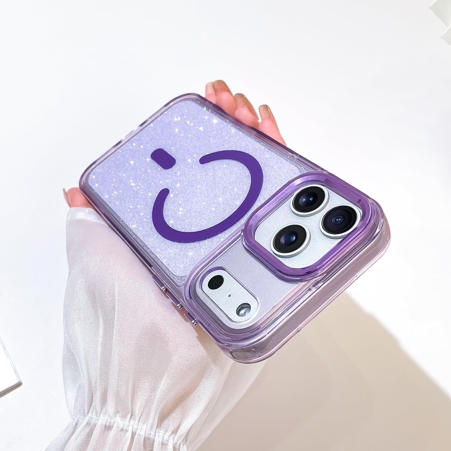 SAKUULO Magnetic Case for iPhone 17 Pro Max Compatible with Magsafe, Bling Glitter Laser Iridescent Crystal Sparkly Luxury Shockproof Protective Cover for Women Men, Glitter Purple - Image 3