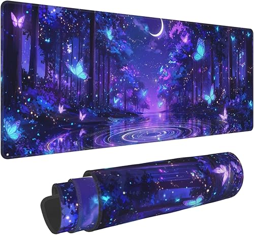 Miniatura 8 de Alfombrilla de mouse vintage mística gótica bruja, extendida, grande, para juegos, XL, de gran tamaño, bordes cosidos, 31.5 x 11.8 pulgadas