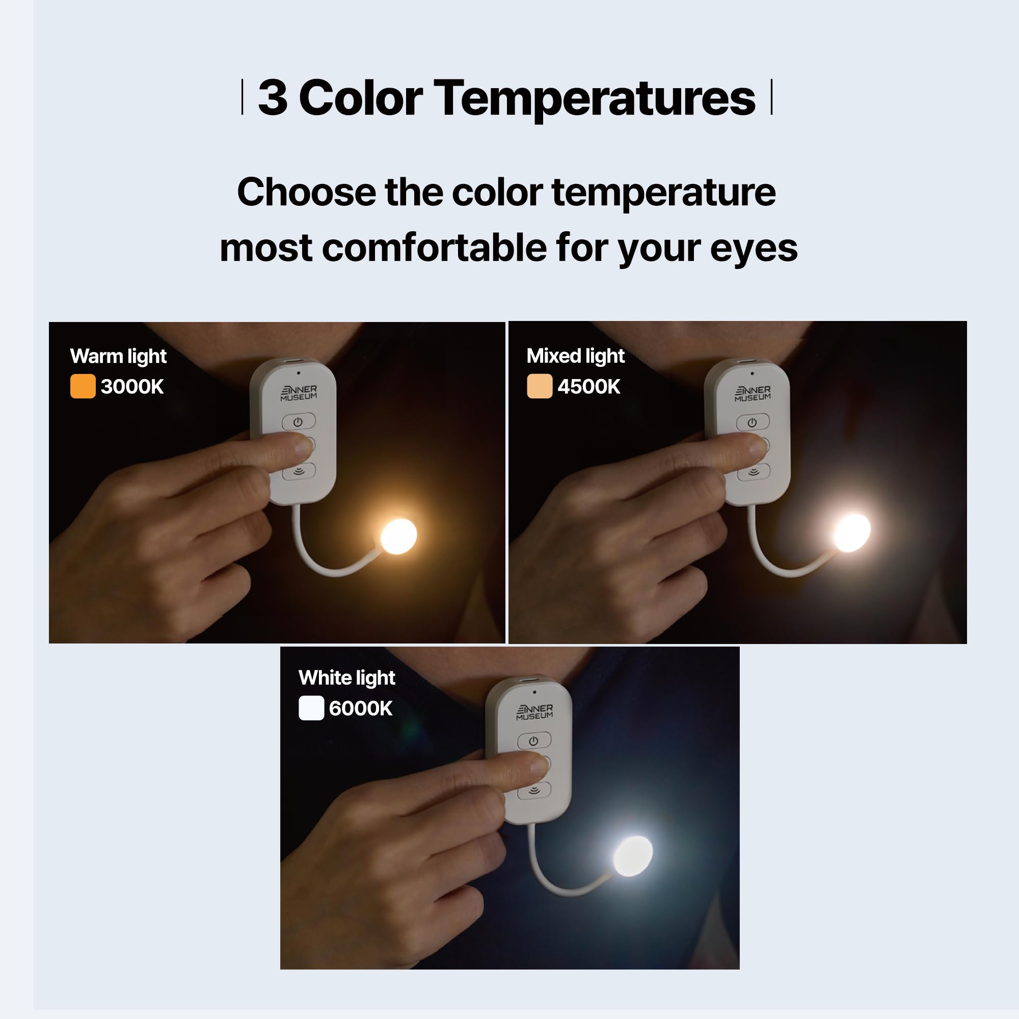 Luz de libro con clip para ropa con funda portátil, lámpara LED recargable por USB para leer en la cama, 3 modos de color amigables con los ojos, atenuación de 3 niveles, gran regalo para