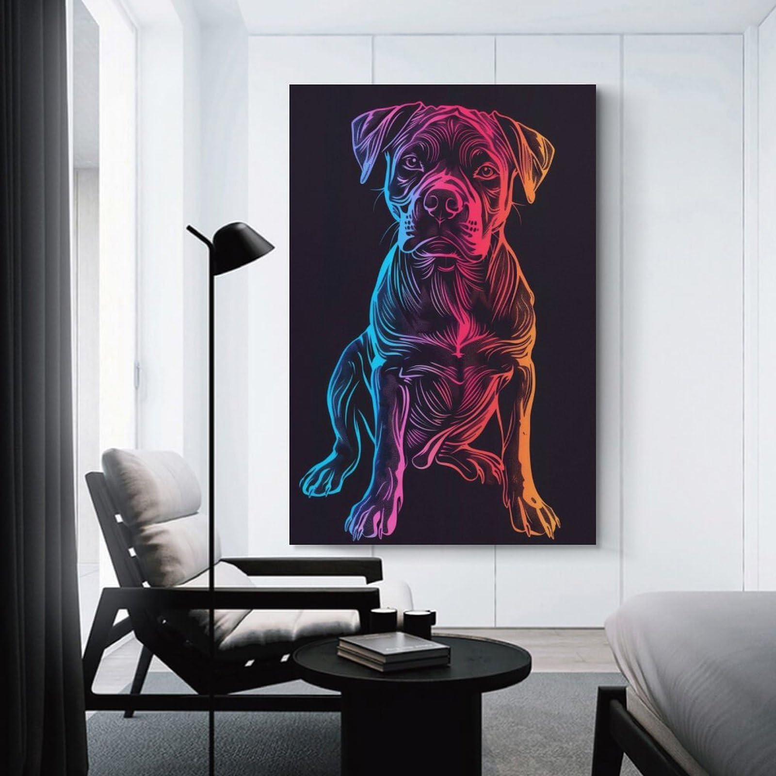 Junmoney Unframe-Dog Pet Neon Dog Pet Neon Decorative Canvas Print 24X36inch(60X90cm), For Home, Office, Studio Or Guest Room, Versatile Wall Decor For Many Rooms