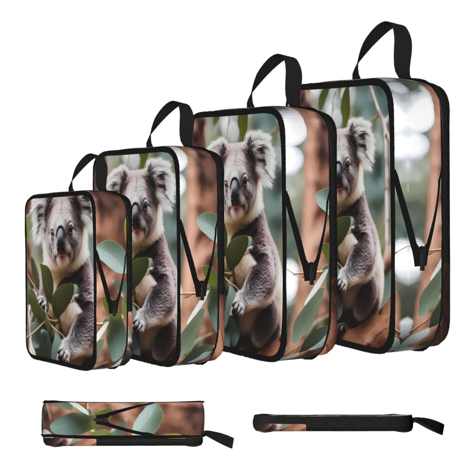Sxzvvbn Black Cartoon Koala Compression Packing Cubes 4 Piece Set