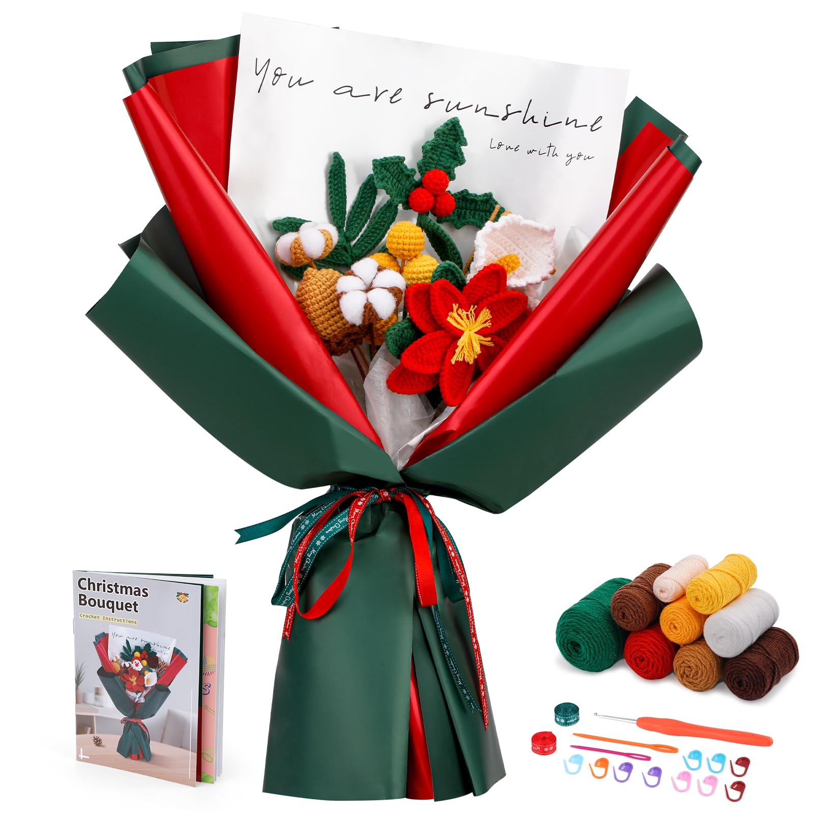 Pnytty Crochet Kit for Beginner Adults, Flower Bouquet Crochet Starter Kit