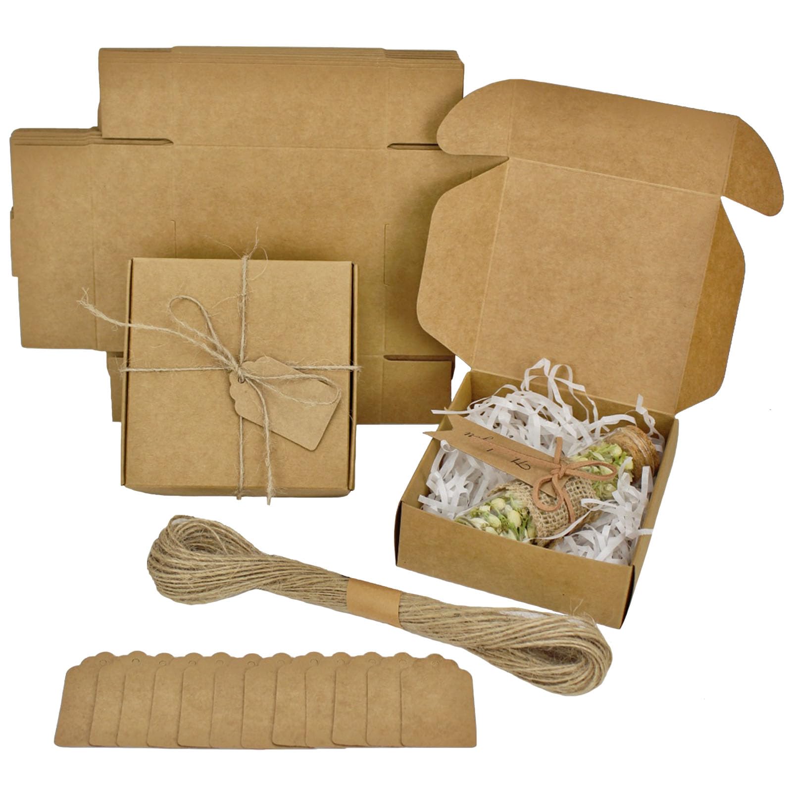 YankMooM 12 Pack Brown Kraft Gift Boxes,10.5 x 10.5 x 4cm Brown Paper Square Present Boxes with Lids Small Treat Boxes for Parties Birthdays Weddings Holidays