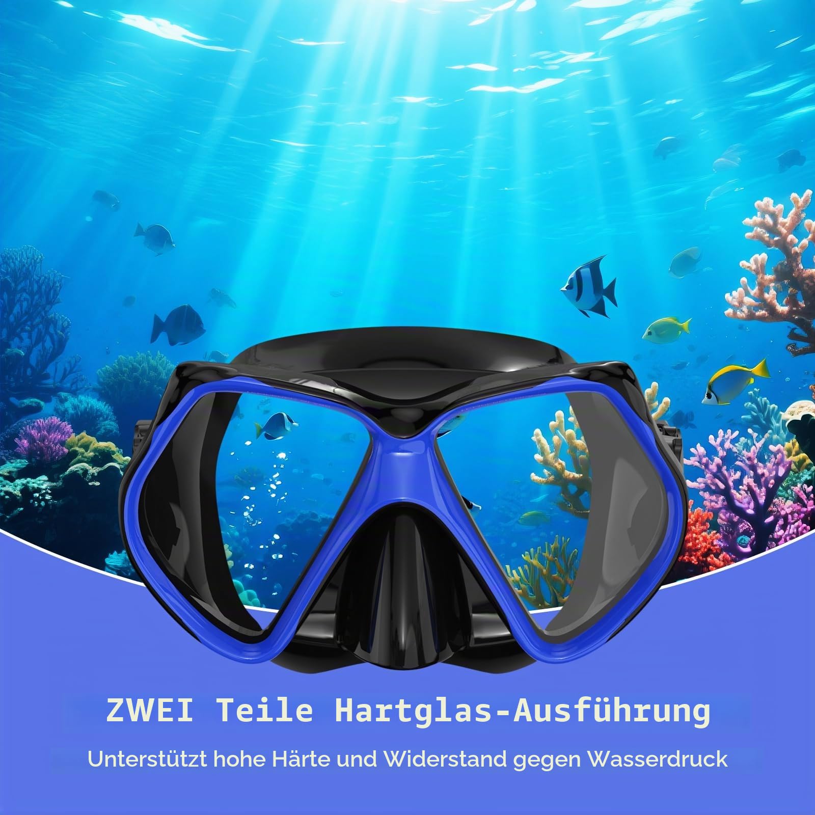 2 Pack Schnorchelausrüstung für Erwachsene, Trockenschnorchel, Masken-Set Erwachsene, Tauchmaske, Tauchausrüstung, Schwimmbrille mit Nasenabdeckung, Schwimmen Freitauchen gehärtetes Glas Panoramablick