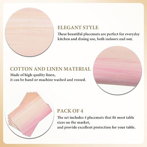 Miniatura 3 de Juego de 4 manteles individuales color rosa, 12 x 18 pulgadas, impermeables, resistentes al calor, manteles individuales para mesa de comedor,