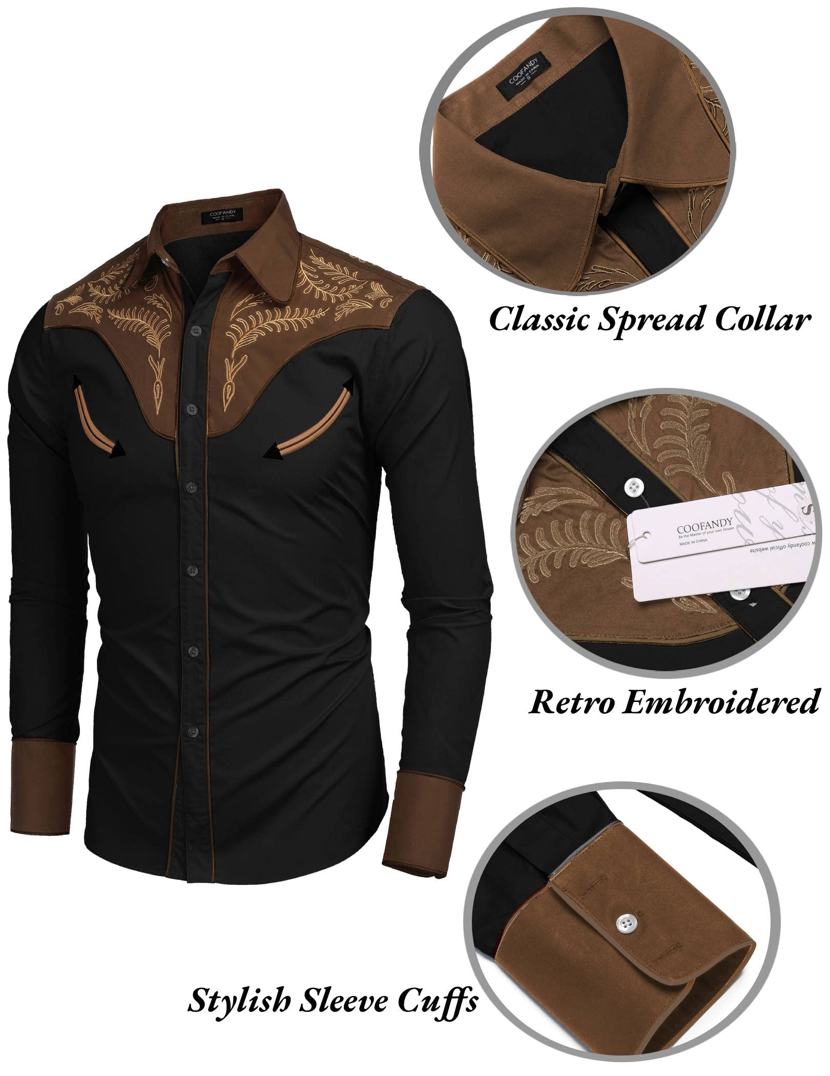 COOFANDY Herren Western-Stil, Retro Retro, Western