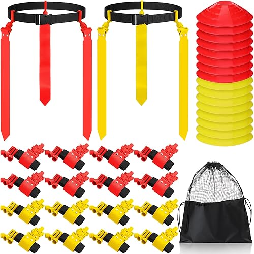 Miniatura 6 de Set de fútbol con bandera para 16 jugadores, bandera, cinturones de fútbol y banderas, conjunto para niños y adultos, juego de entrenamiento