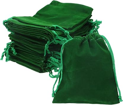 Nicerity 30Pcs Small Velvet Bags with Drawstring Packaging Bags, 4 x4.7 | Cloth Jewelry Pouches for Jewelry, Wedding Favors, Candy Bags Storage Green