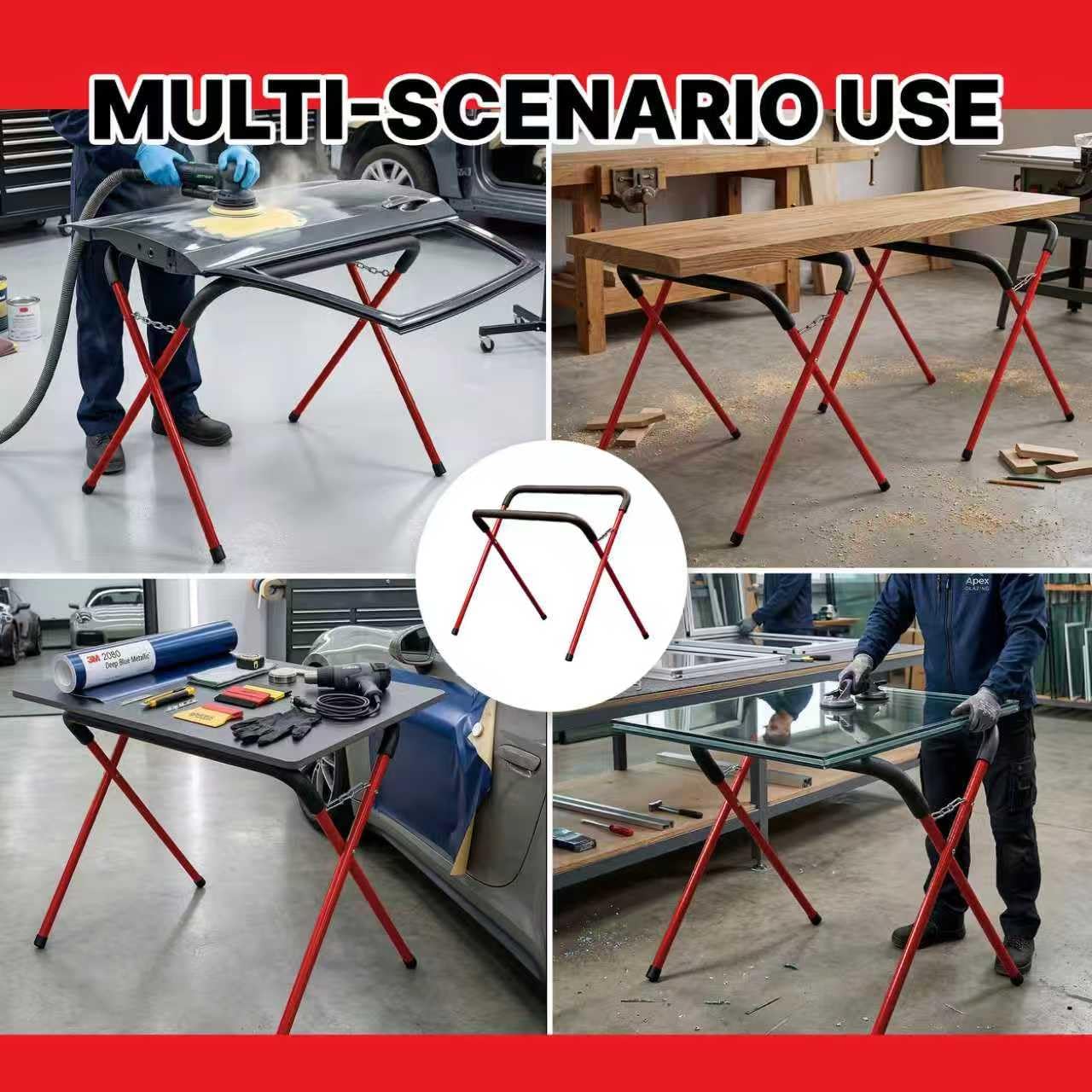 LAUCO Portable Workbench Folding Stand, 500 Pound Capacity Foldable Portable Work Stand , 41" x 43" x 35", Heavy-Duty Bumper Stand for Garage and Shop [9080]