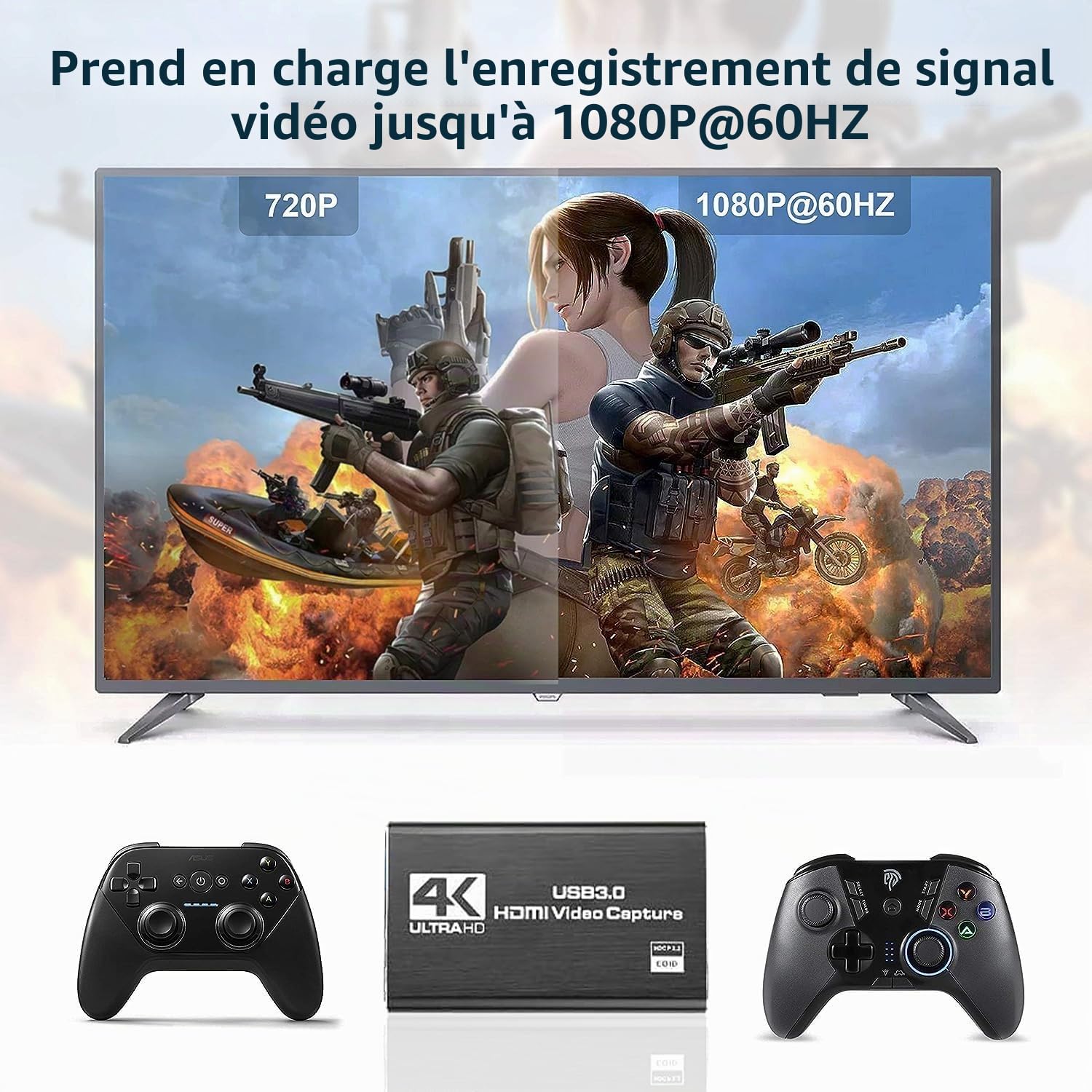 Carte de capture vidéo HDMI Azuxreza pour commutateur, 4K pour le streaming avec USB 3.0 et 2K 30 FPS Game Capture pour Nintendo Switch/PS5/Xbox/PS4/Steam Deck
