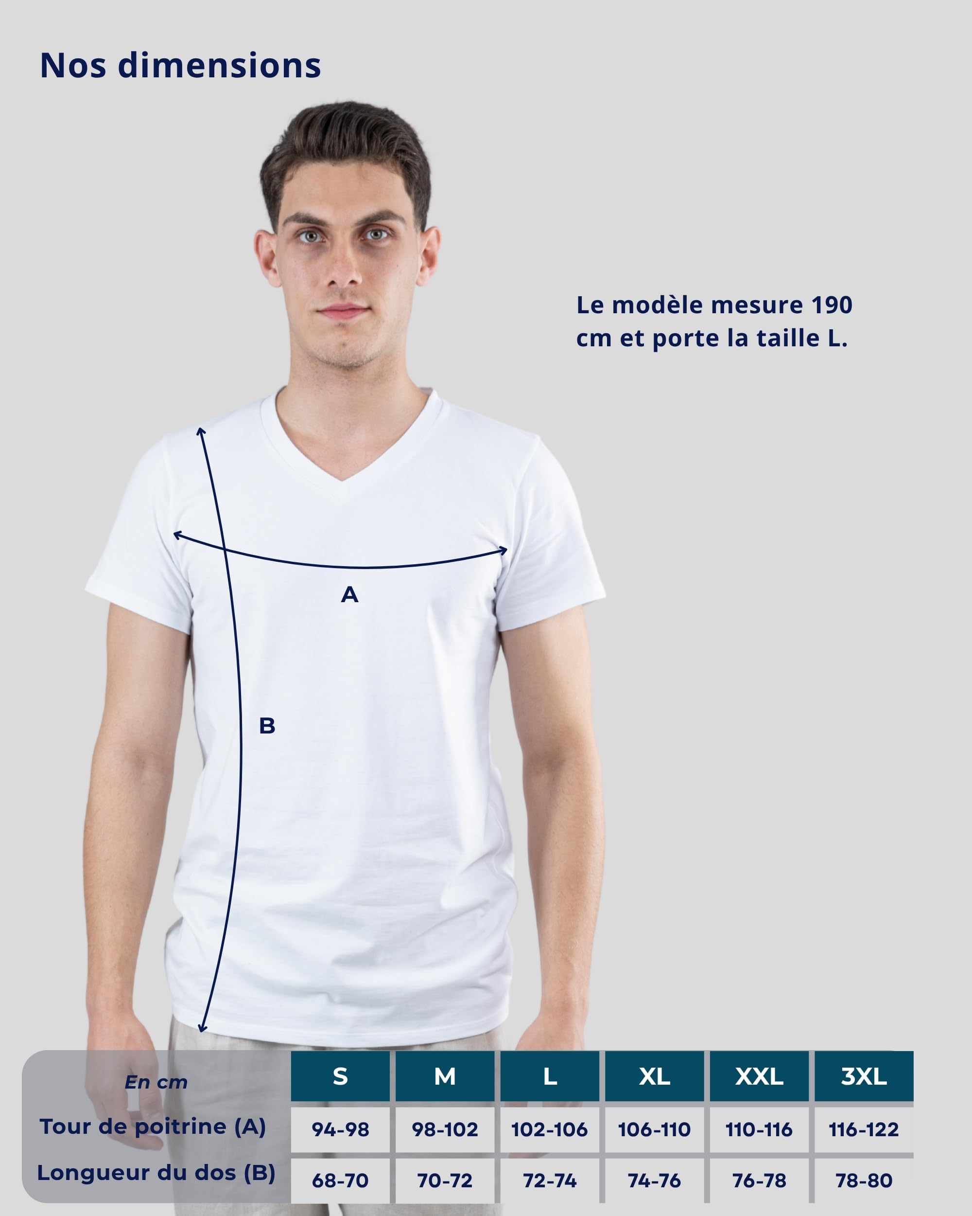 SKIPPER Lot de 3 T Shirt Homme 100% Coton I Maillot de Corps Blanc I Tricot de Corps Col V I sous Chemise Manches Courtes I Label Oeko-TEX®