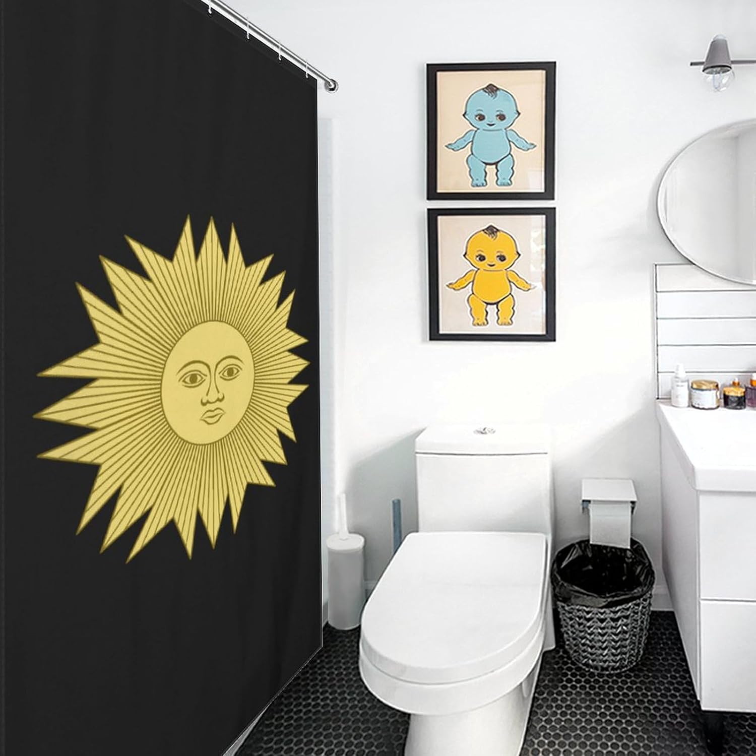 Sun of May Funny Shower Curtains Washable Bath Curtain Liner with Hooks for Bathroom Bath Tubs 36x72Inch（92x183cm）