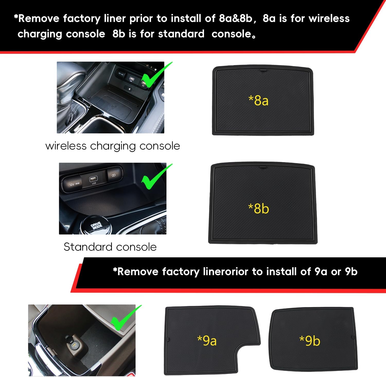 Auovo Center Console Mats Compatible with Kia Telluride Accessories 2020 2021 2022 2023 2024 2025 Door Liners Car Interior Decoration Cup Holder Coasters Pads(26pcs/Set, Black)