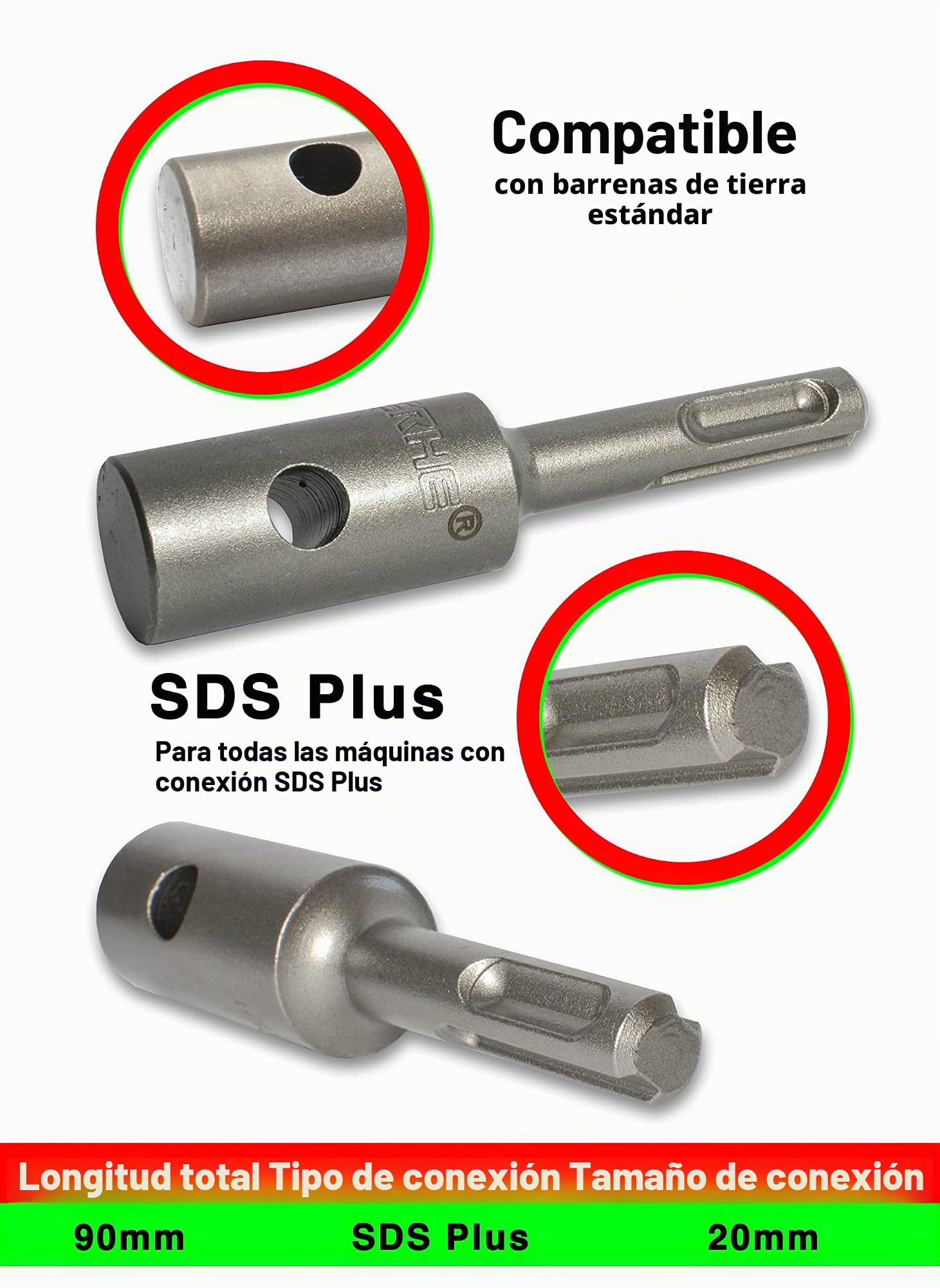 WERHE Barrena de Tierra 120 mm, SDS Plus Inserción | Ahoyador para Postes para postes de valla, alta estabilidad, larga vida útil, forma precisa