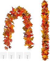 LAMOOER Őszi Juharlevél Girland - 5 Láb Hosszú Narancssárga Műlevél Füzér Beltéri/Kültéri Dekorációhoz - Halloween, Hálaadás Díszítés - 2 Da 1