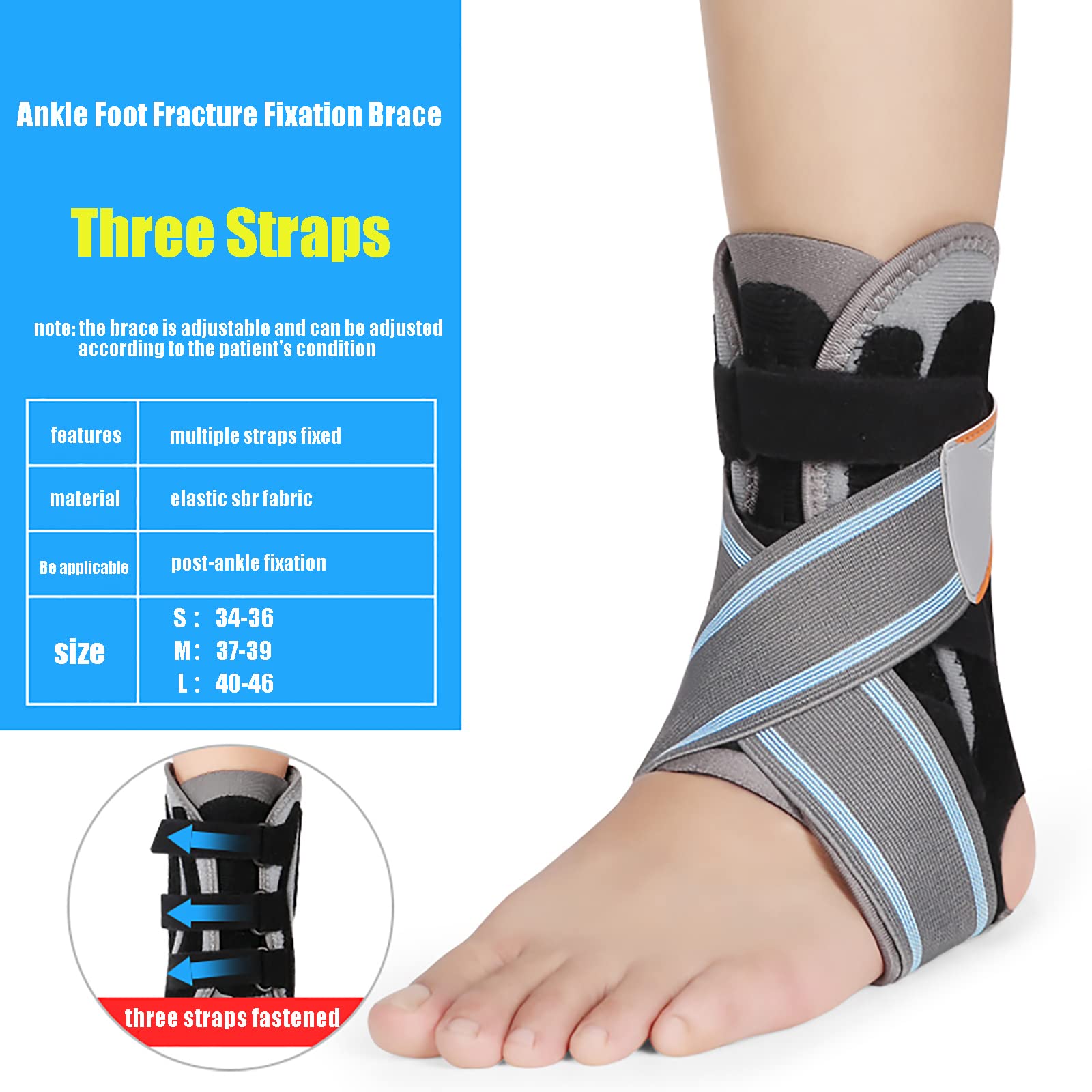Tobillera, soporte de tobillo para hombres y mujeres, cómodo y transpirable, para deportes, correr, yoga, ciclismo, fútbol, etc. Tres correas, M, tres correas, S
