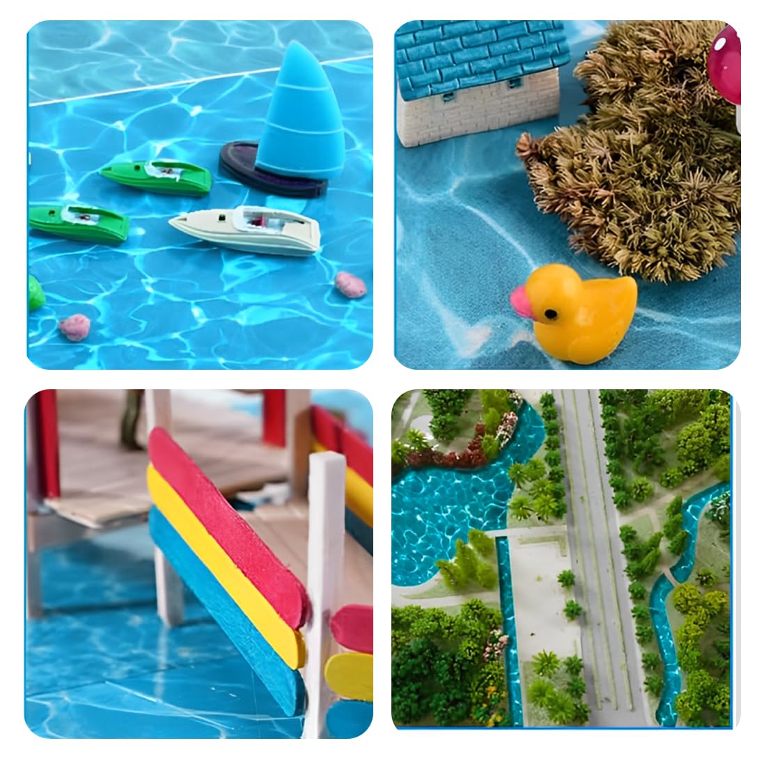 IKOPFLN 5 Hojas Efecto Océano Pacífico Agua Ondulada Patrón de Flujo en Miniatura Lago Río Flujo Diorama Escena Paisaje Paisaje DIY（A）