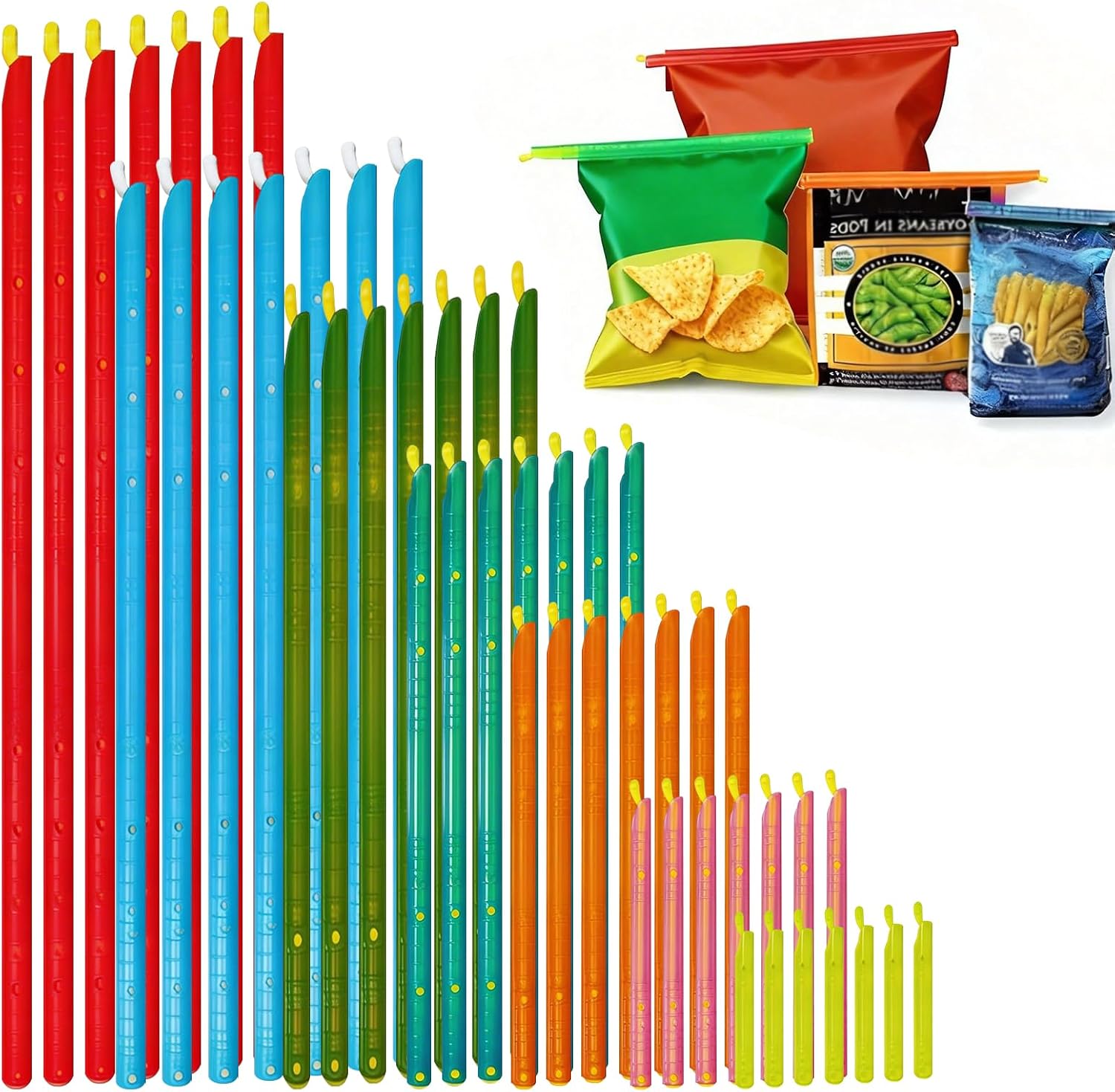 36 PCS Chip Clips & Bag Sealers, Reusable Food Bag Clips with 6 Sizes