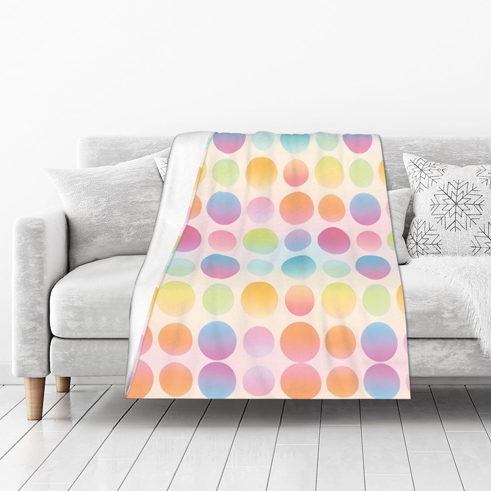 DUYIOKH Gradient Circle Grid Print Thick Throw Blanket, Blanket for Couch Bed Warm Travel Blanket for Camping Movie Night