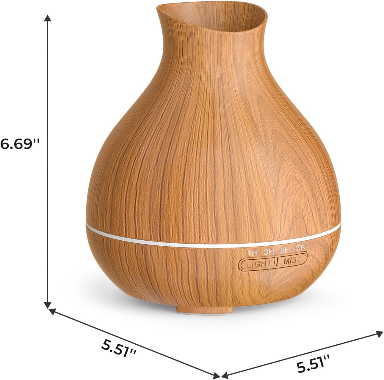 BZseed Aromatherapy Essential Oil Diffuser 550ml 12 Hours Wood Grain Aroma Diffuser with Timer Cool Mist Humidifier for Large Room, Home, Baby Bedroom, Waterless Auto Shut-off,7 Colors Lights Changing