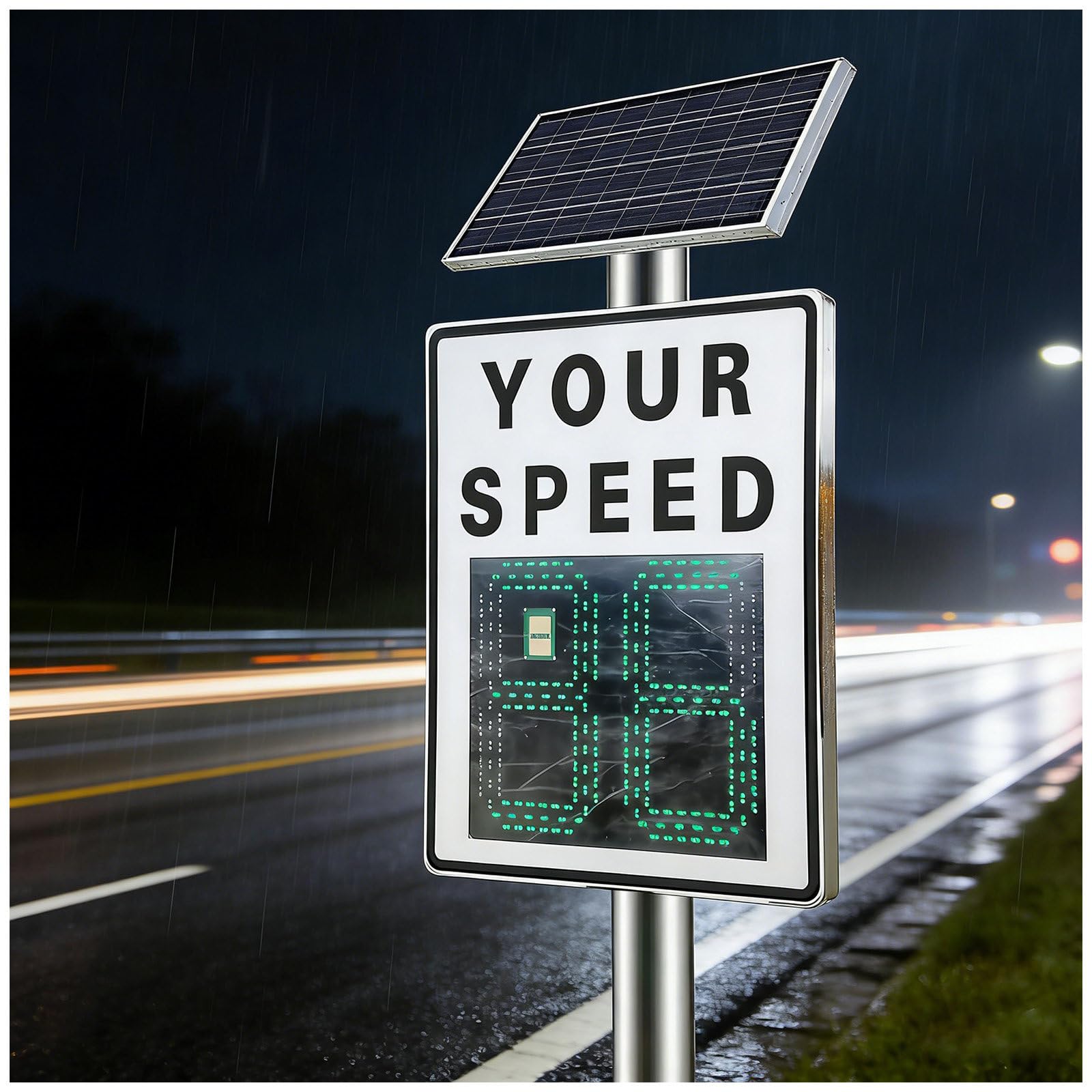 Cielobloen Multicolor Solar Speed Radar Feedback Sign, Road Safety Speed Limit Detector - 23.6X35.4 Inch, Ip65, With Full Accessories, Remote Control Adjustable Speed Control, For Highways & Urban Roads