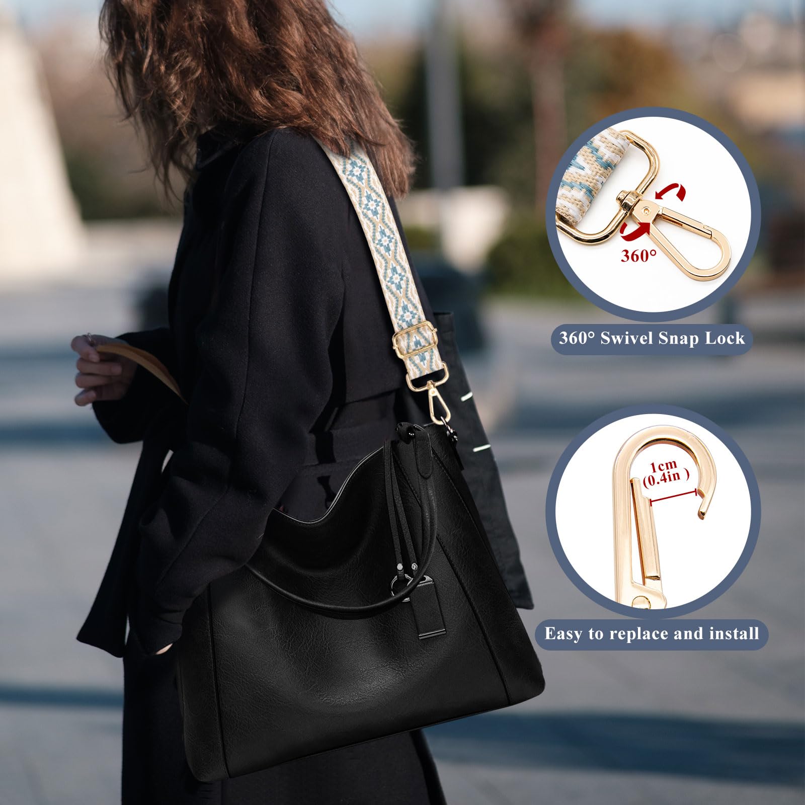 Ampia Tracolla per Borsa Donna - Long Keeper Regolabile Cinghia Tracolla Larga 3,8cm Sostituzione Tracolla Borsa per Borsa a Spalla Cinghie Accessori Cinturino