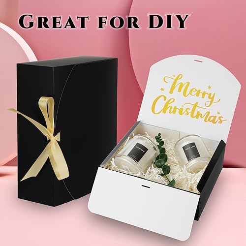 Miniatura 3 de PLINJOY 12 cajas de dama de honor con cinta de 10.7 x 9 x 3.5 pulgadas, cajas de regalo negras a granel para padrinos de boda (negro brillante)
