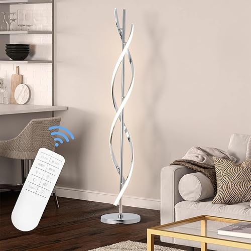ADISUN Lámpara de pie LED moderna de 40 W, con control remoto, regulable en espiral, lámpara de pie para interiores, lámparas de pie para salas de