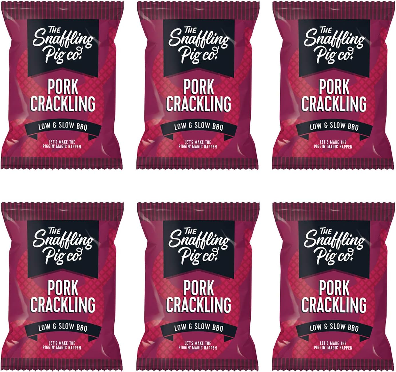 Snaffling Pig Low & Slow BBQ Pork Crackling Packets 40g (Pack of 6