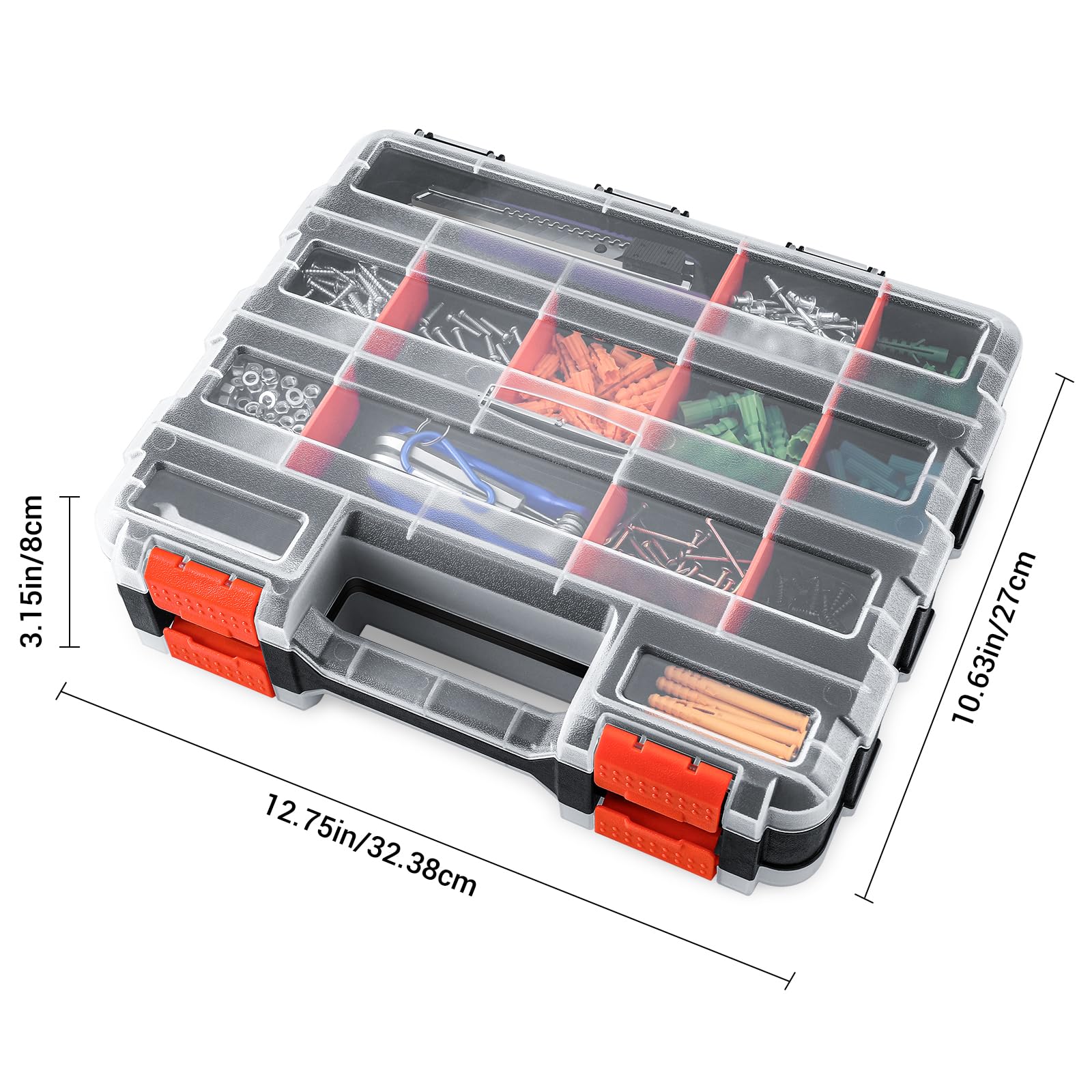 Organizador Tornillos: DEKO Caja Compartimentos con 34 Compartimentos, Caja de Almacenamiento para Tornillos, Clavos y Piezas Pequeñas
