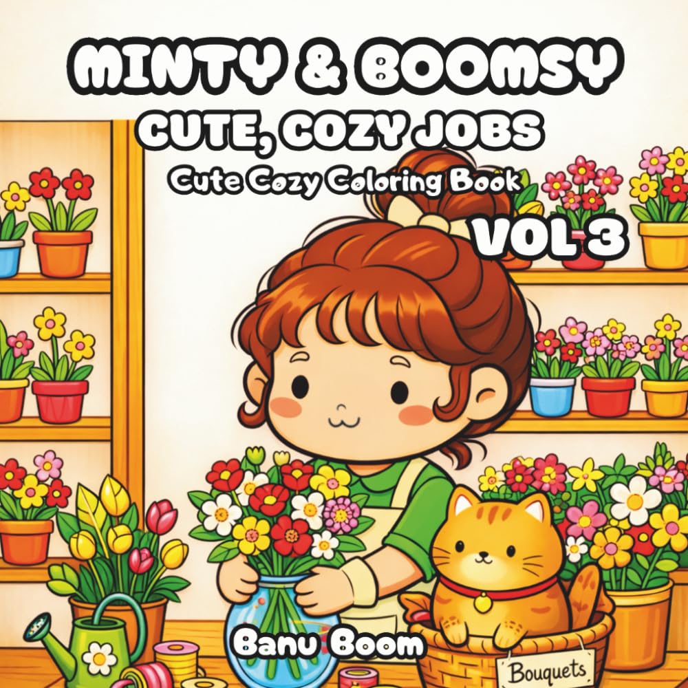 Minty & Boomsy: Cozy Jobs Coloring Book, Vol. 3: Even More Cute Cozy Careers to Color for Kids, Teens & Adults