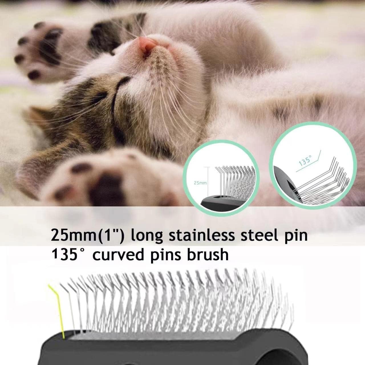 2PCS Slicker Brush for Dogs & Pet Comb, Professional Dog Grooming Brush with Extra Long Pins to Effectively Remove Tangles - Image 3