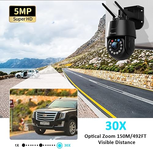 Miniatura 2 de Ctronics Cámara de seguridad metálica con zoom óptico de 5MP 30X WiFi 2.45Ghz al aire libre con crucero automático y zoom, cámaras de vigilancia de