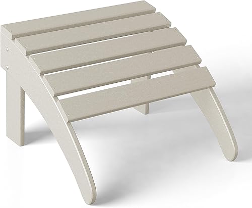 Miniatura 5 de WestinTrends Otomana para exteriores, reposapiés otomano Adirondack para patio, taburete plegable de madera de polietileno para todo tipo de clima,