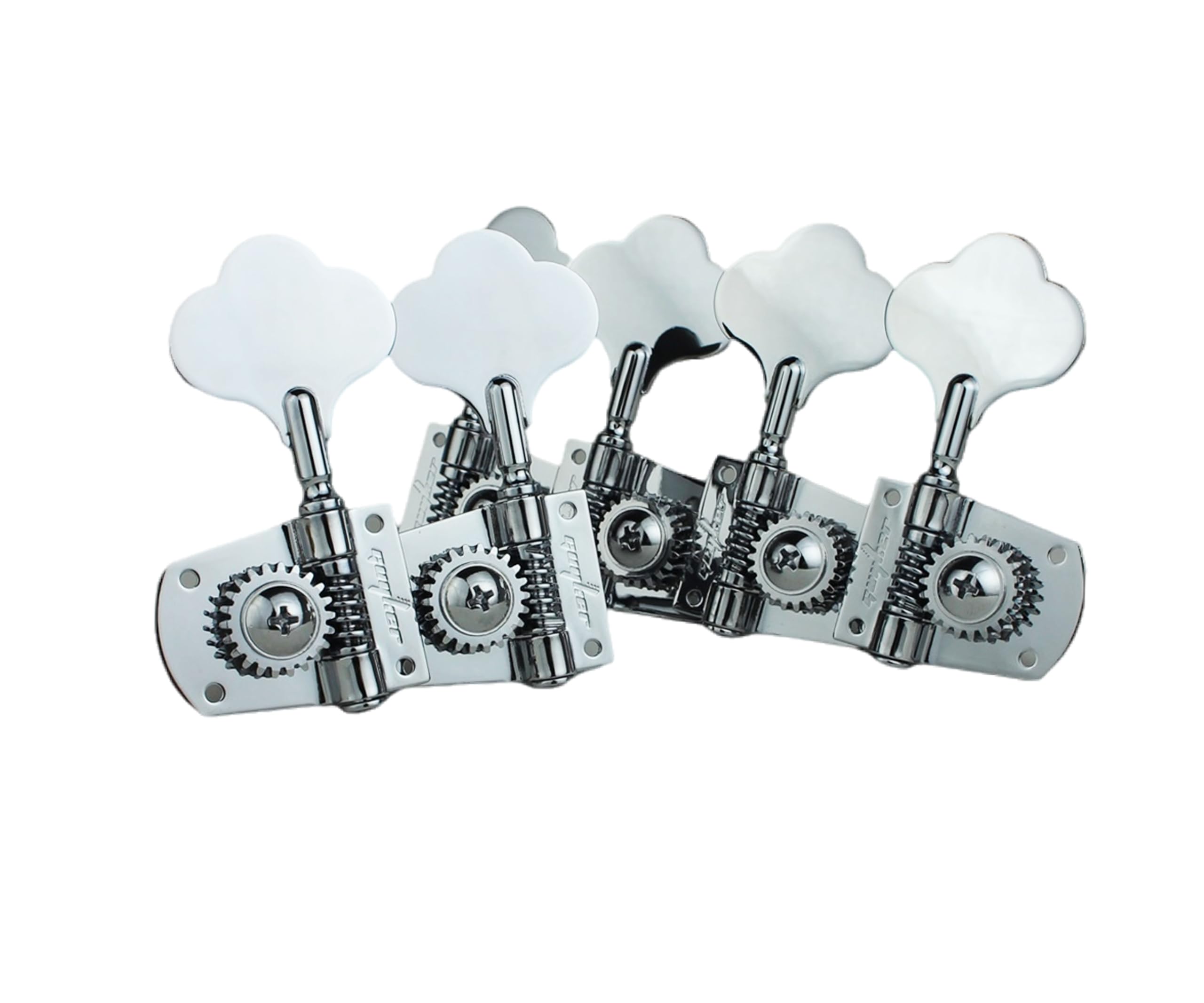 Guyker Bass Machine Head (4R + 2L) - 1:21 Ratio Gear Open Frame Tuners Tuning Key Pegs Replacement for Electric Jazz Guitar Bass or Precision Instruments, Chrome