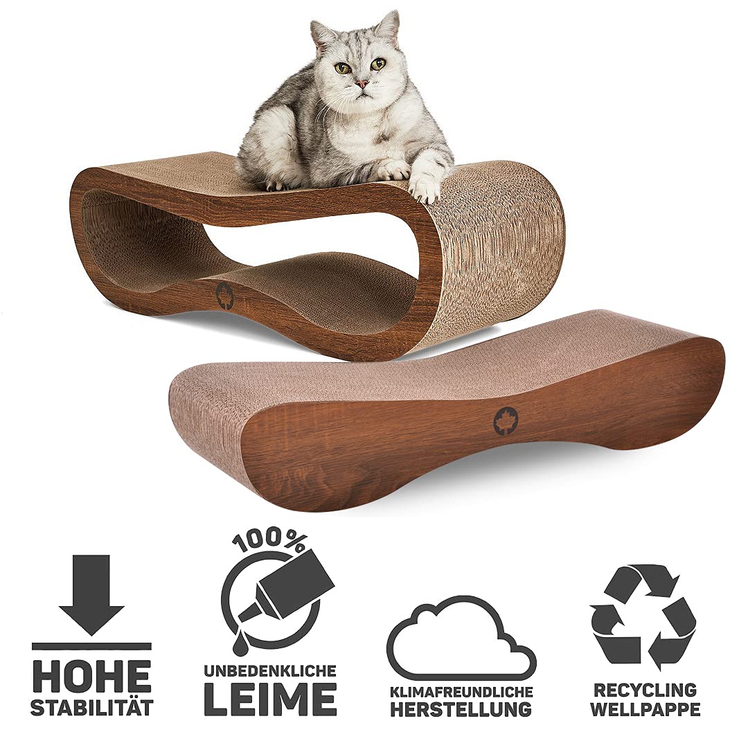 CanadianCat Company | MEGA SPARPACK XXL | Orbit und Sattelite 2.0 im Set | walnuss | mit Katzenminze | Qualitäts-Pappe | 2 Kratzmöbel/Kratzbretter
