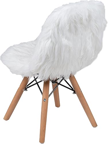 Miniatura 8 de Flash Furniture Silla de acento blanca para niños Shaggy Dog