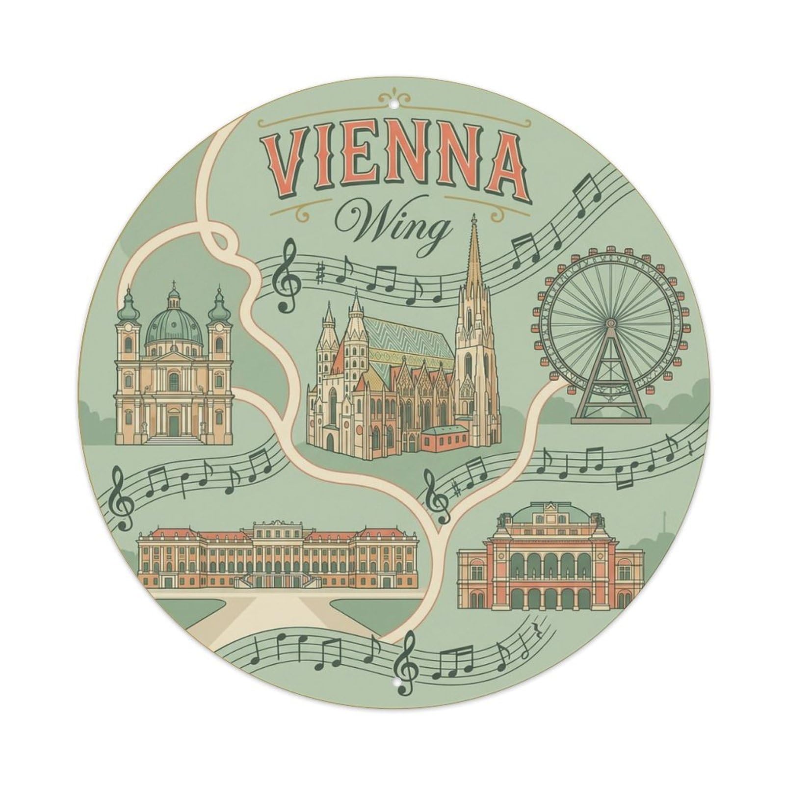 Vintage Travel Vienna Austria Gallery Metal Tin Sign