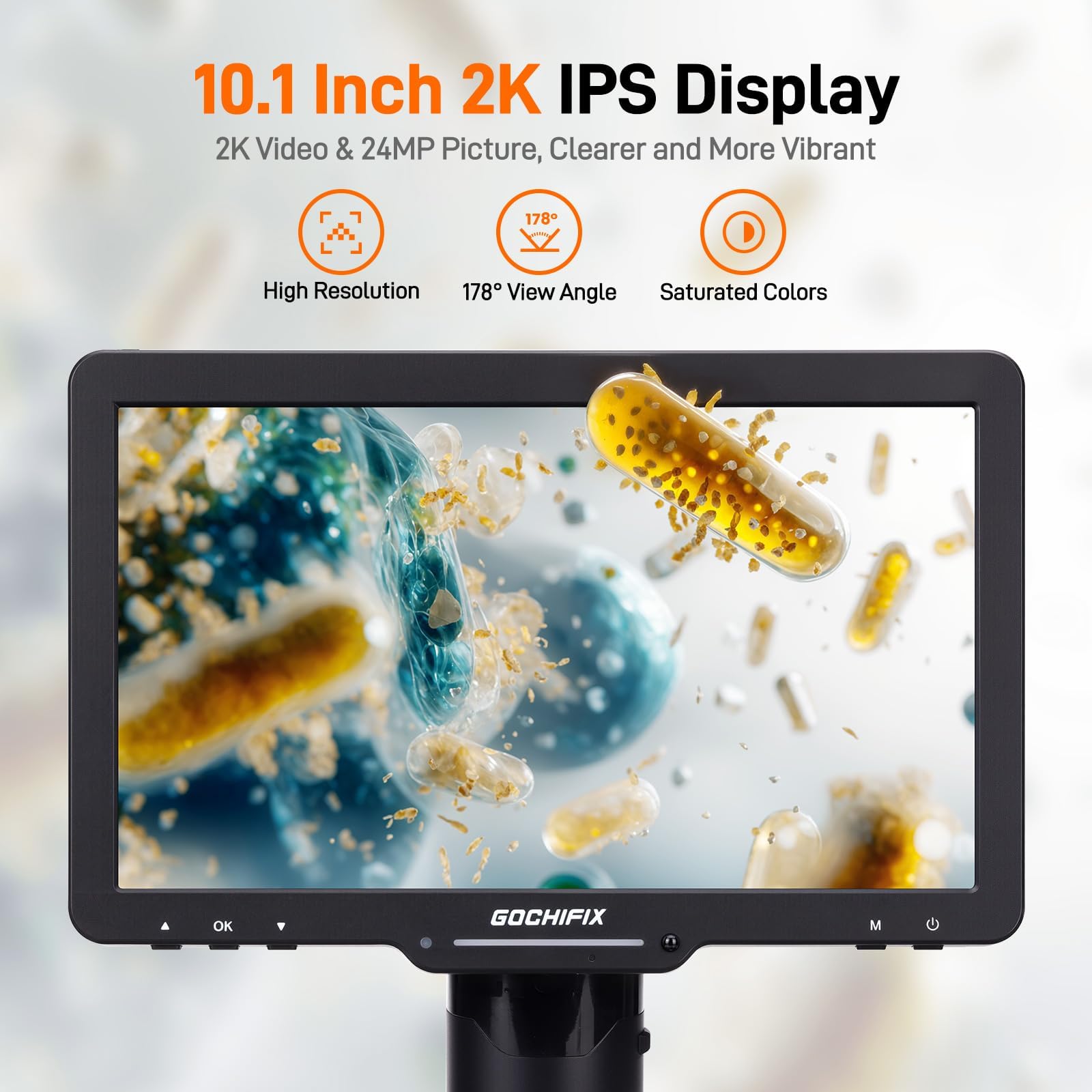 Microscopio digitale 2500X con 3 lenti 2K HDMI da 10,1 pollici | Saldatura schermo IPS e microscopio a moneta con 12 luci LED | Uscita PC/TV e spazio di archiviazione da 64 GB per elettronica e uso