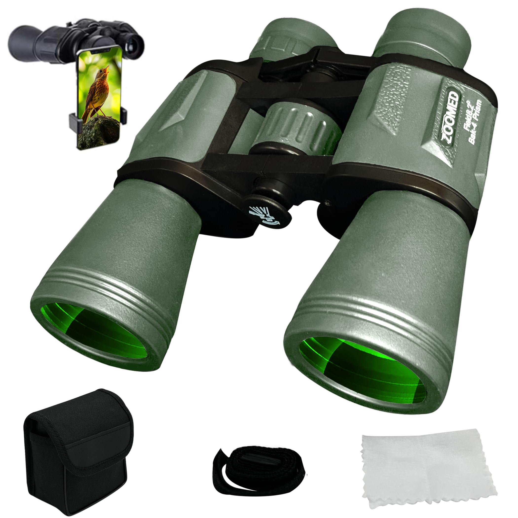 Binoculars for Bird Watching with Phone Bracket Adapter 20x50 for Adults, High Power Waterproof Telescope with Low Light Night Vision for Hunting, Travel, Games, with Carrying Case Strap.