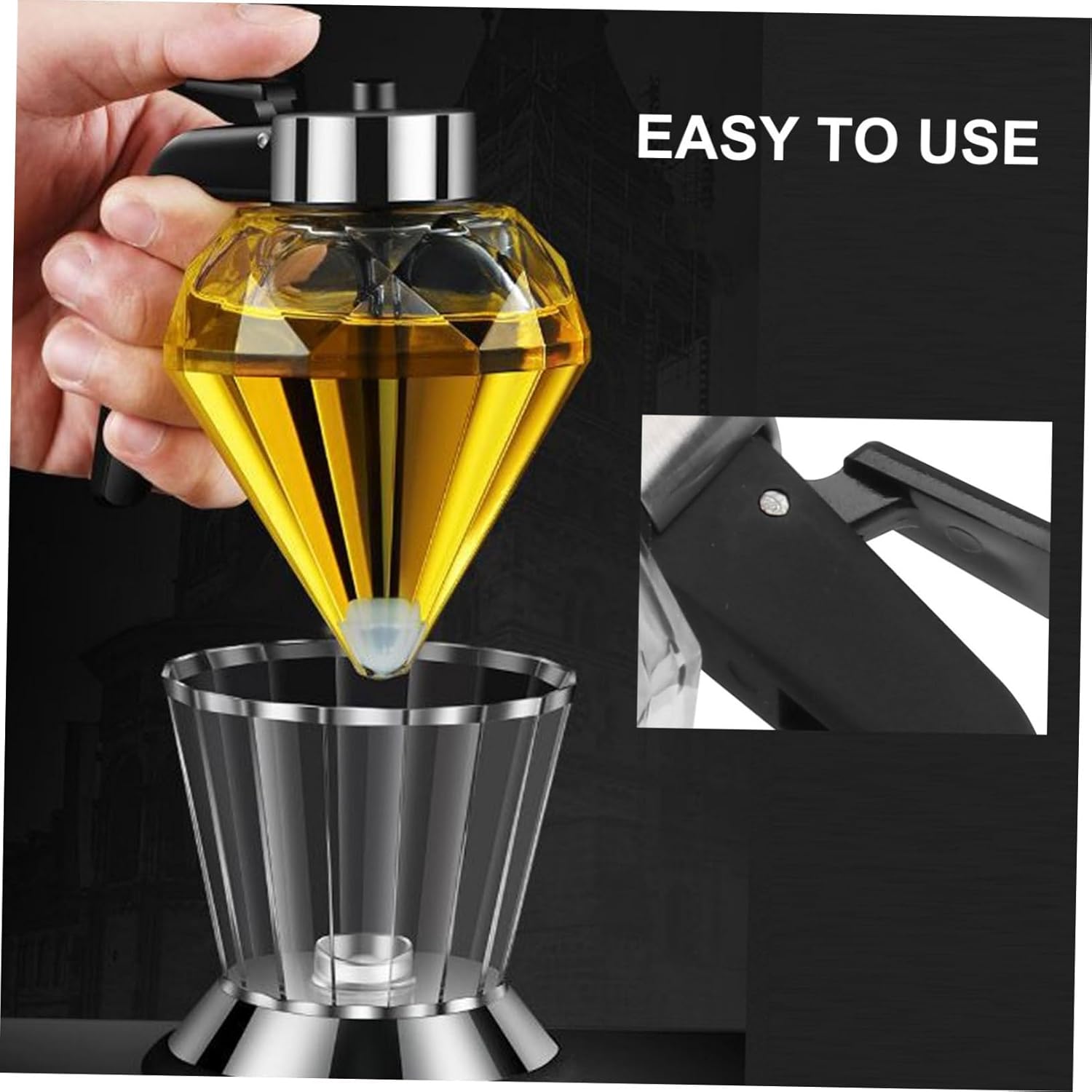 Luxshiny 2Pcs Pressing Type Glass Condiment Containers Kitchen Liquid Seasoning Bottle for Oil Vinegar Cooking Wine Easy Clean Glass Storage Bottles