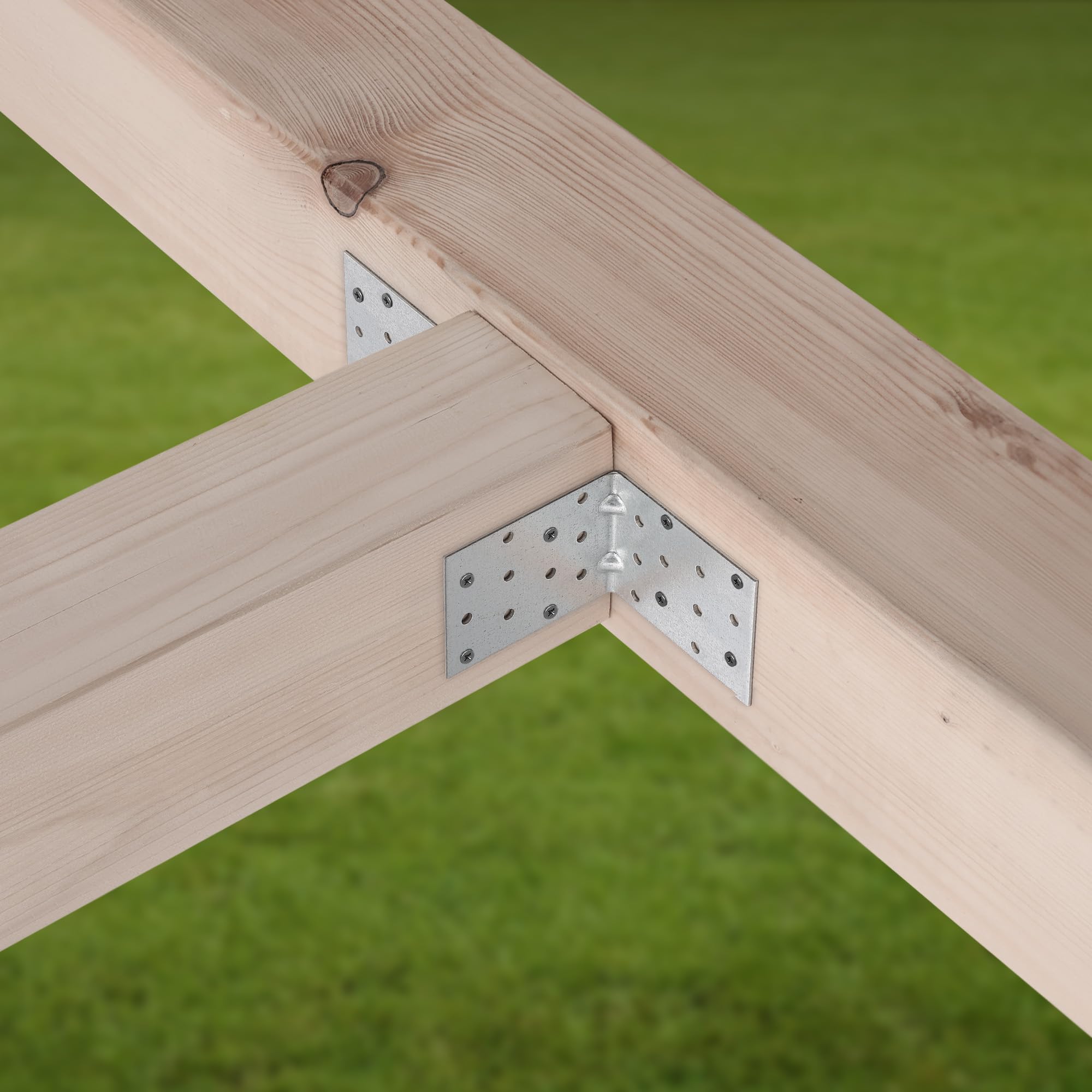 KOTARBAU® 12 szt. Kątownik Ciesielski - Łącznik Budowlany - 80 x 80 x 60 mm - Stal ocynkowana - z Przetłoczeniem - Nierdzewny