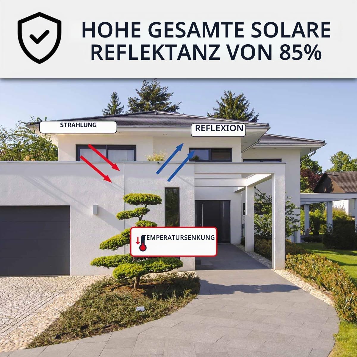 Reflektierende Fassadenfarbe, Hitzeschutz: ARCAREFLECT FASSADE Weiß - 2.5 L