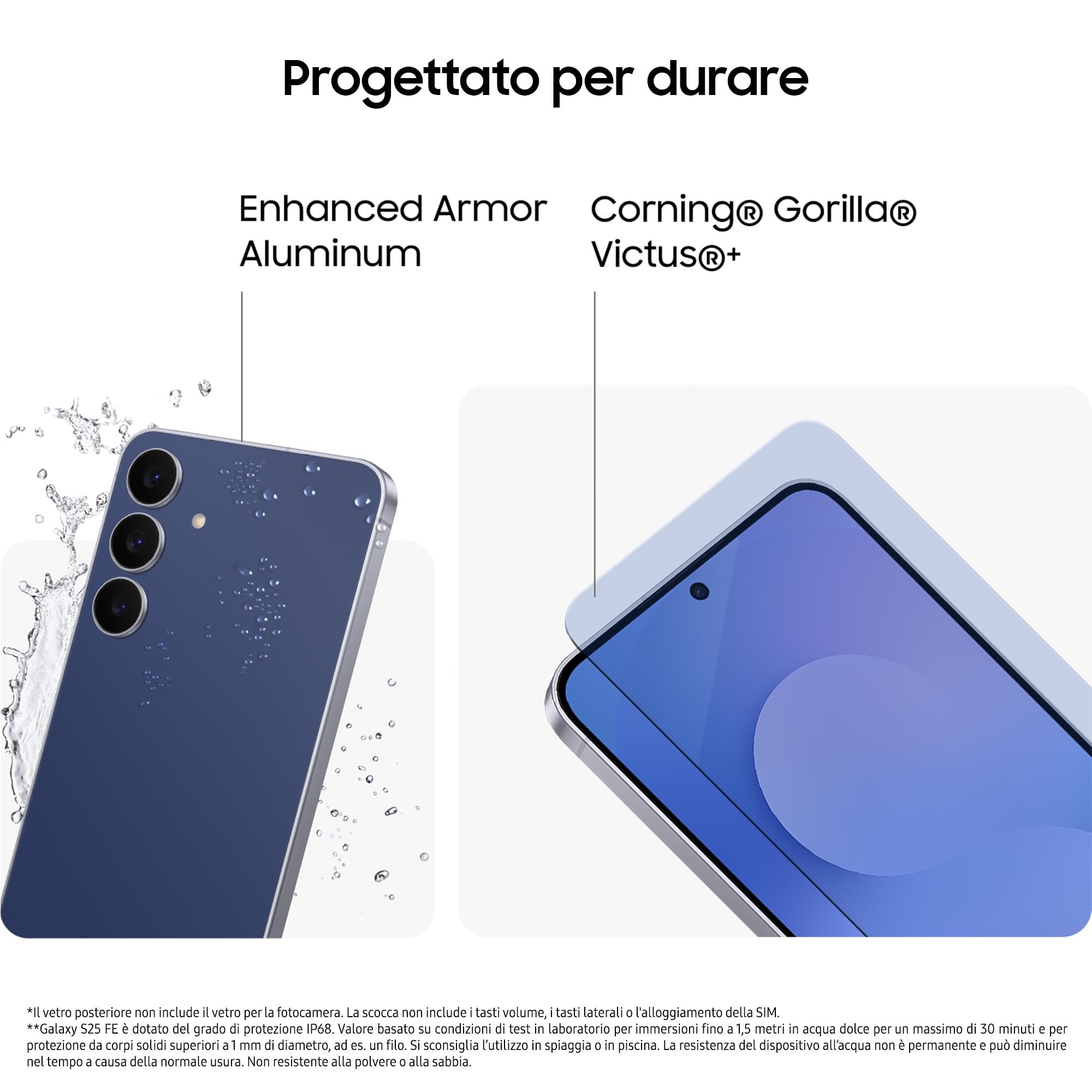 Samsung Galaxy S25 FE Smartphone AI, 3 anni di Garanzia del produttore, Display Dynamic AMOLED 2X 6.7'', Fotocamera 50MP, IP68, 8GB RAM, 256GB, Batteria a lunga durata, Jetblack [Versione Italiana]
