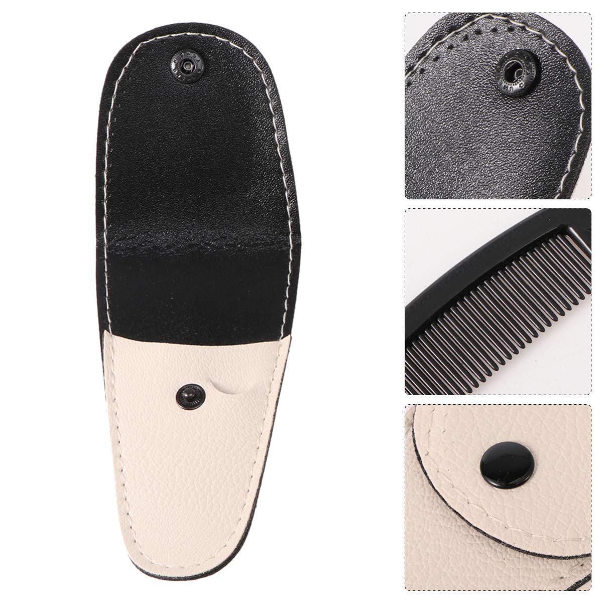 FRCOLOR 12pezzi Forbici Per Barba Acciaio Inossidabile Kit Forbici Punta e Forma Rotonda Trimmer Per Naso Pettine e Custodia Pelle Strumenti Di Bellezza Per Uomo e Parrucchiere
