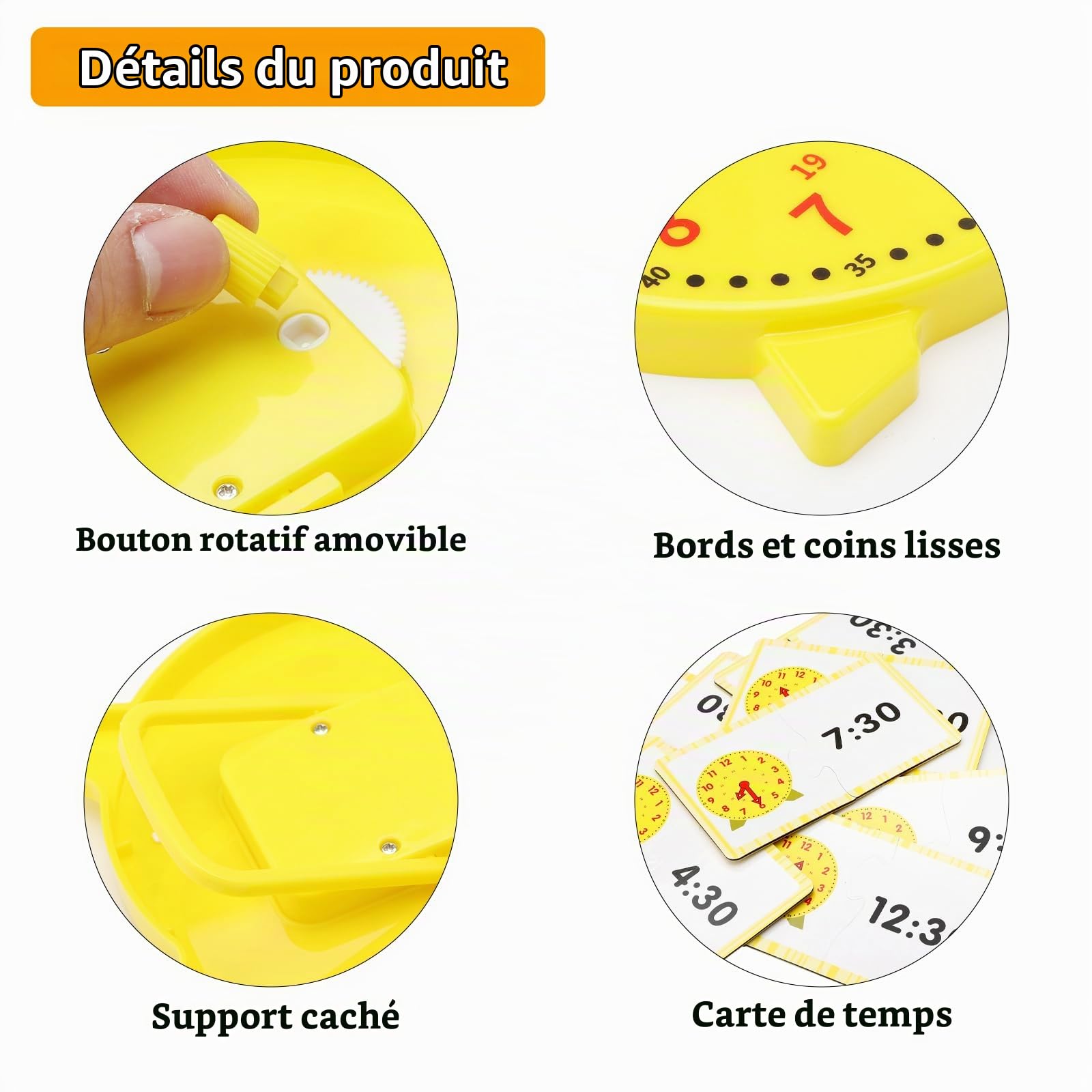 Mailfull – Kit D’horloge éducative Pour Apprendre à Lire L’heure – Jeu Montessori Avec Cartes Et Dés – Enfant 6-9 Ans