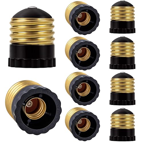 Miniatura 9 de DiCUNO Adaptador de enchufe E26 a E12 con certificación UL, negro, estándar (mediano) base E26 a candelabro E12 convertidor de enchufe de luz,