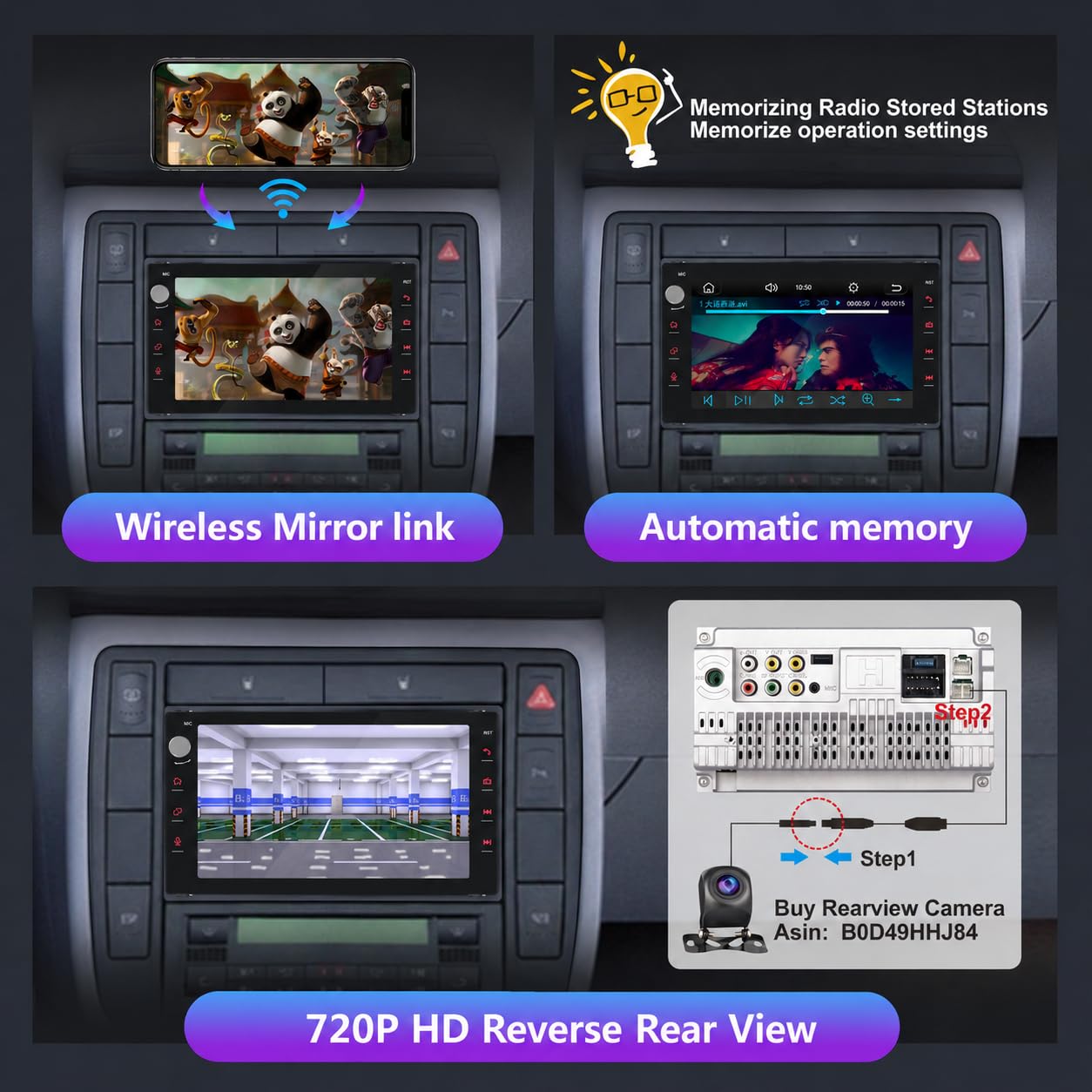 VW Transporter T4 T5 Golf 4 Polo Passat B5 autoradio CarPlay Android Auto | Schermo IPS,sistema Linux rapido,Plug&Play,compatibile VW Bora,SEAT Leon Alhambra,DSP,Bluetooth,4x45W,telecamera posteriore
